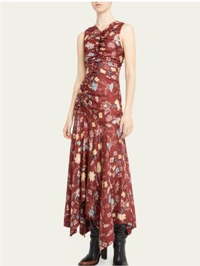 Ulla Johnson Alma Floral Silk Handkerchief Midi Dress